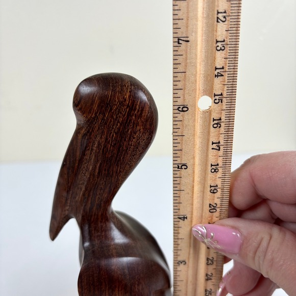Vintage Hand Carved Ironwood Pelican Sculpture 6.5" Desert Hardwood Figurine MCM - Picture 9 of 11